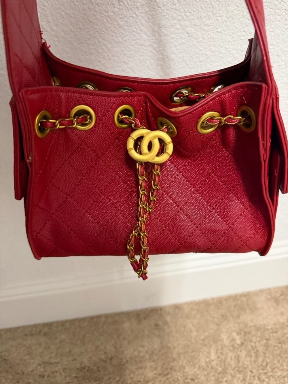 Red shoulder bag